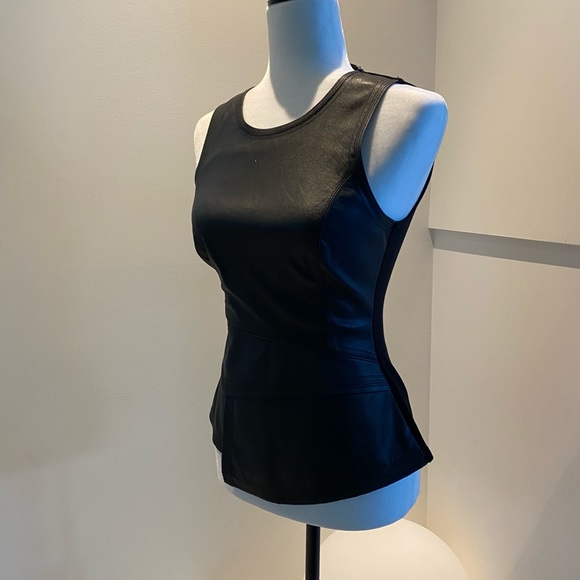 BCBG black leather sleeveless top - Picture 2 of 4